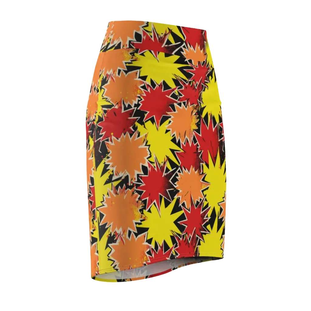Pop Art Detonation on Pencil Skirt — Front Side