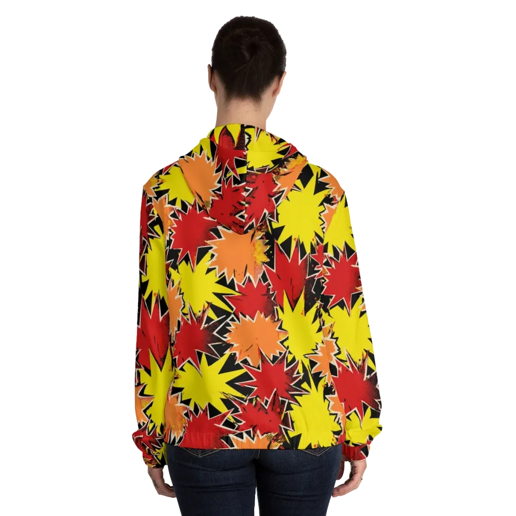 Pop Art Detonation on Women's Full-Zip Hoodie — Back On Person
