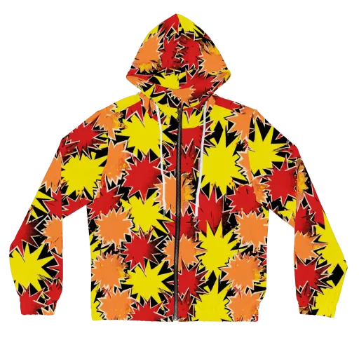 Pop Art Detonation on a Women's Full-Zip Hoodie