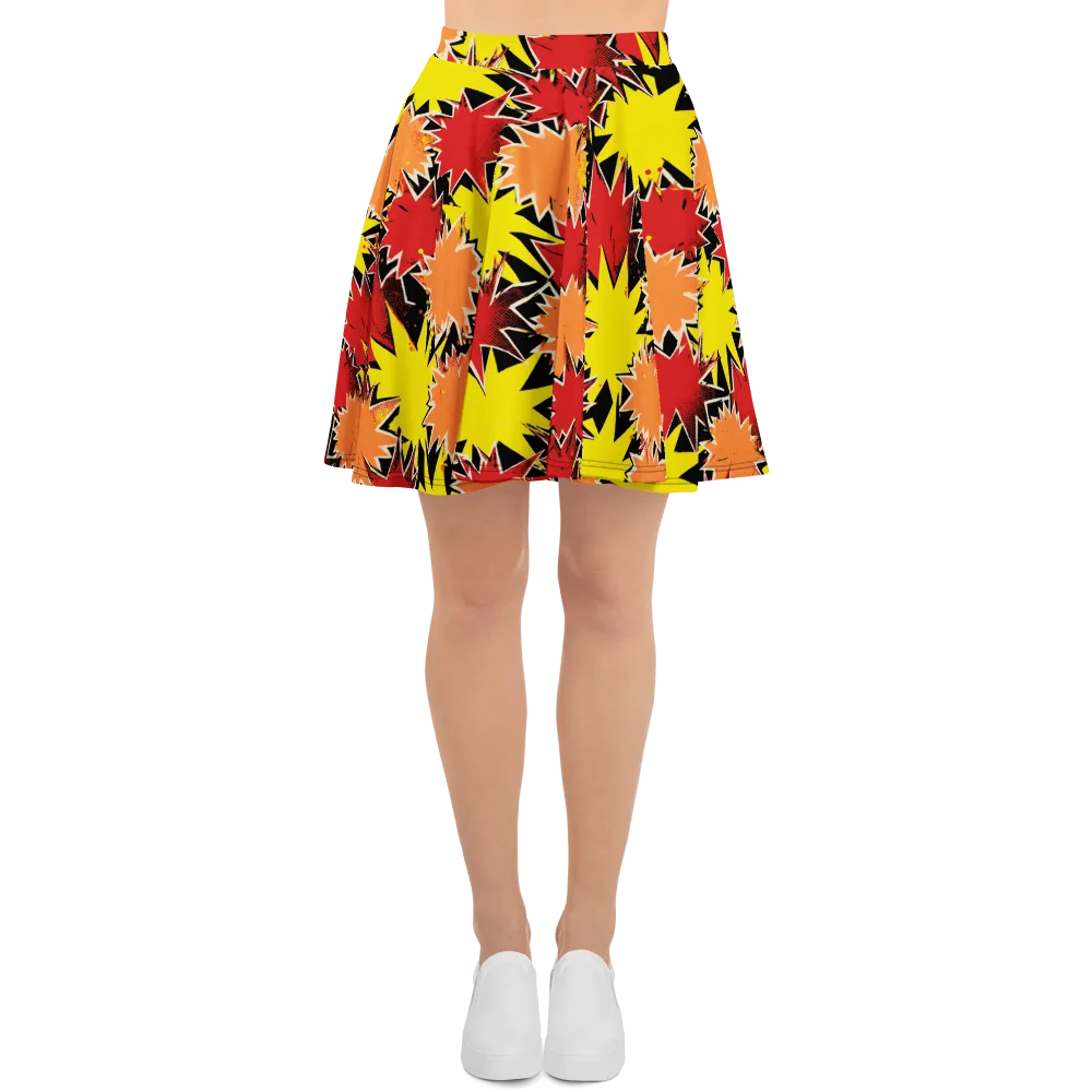 Pop Art Detonation on Skater Skirt — Front