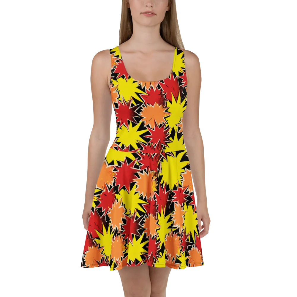 Pop Art Detonation on Skater Dress — Front