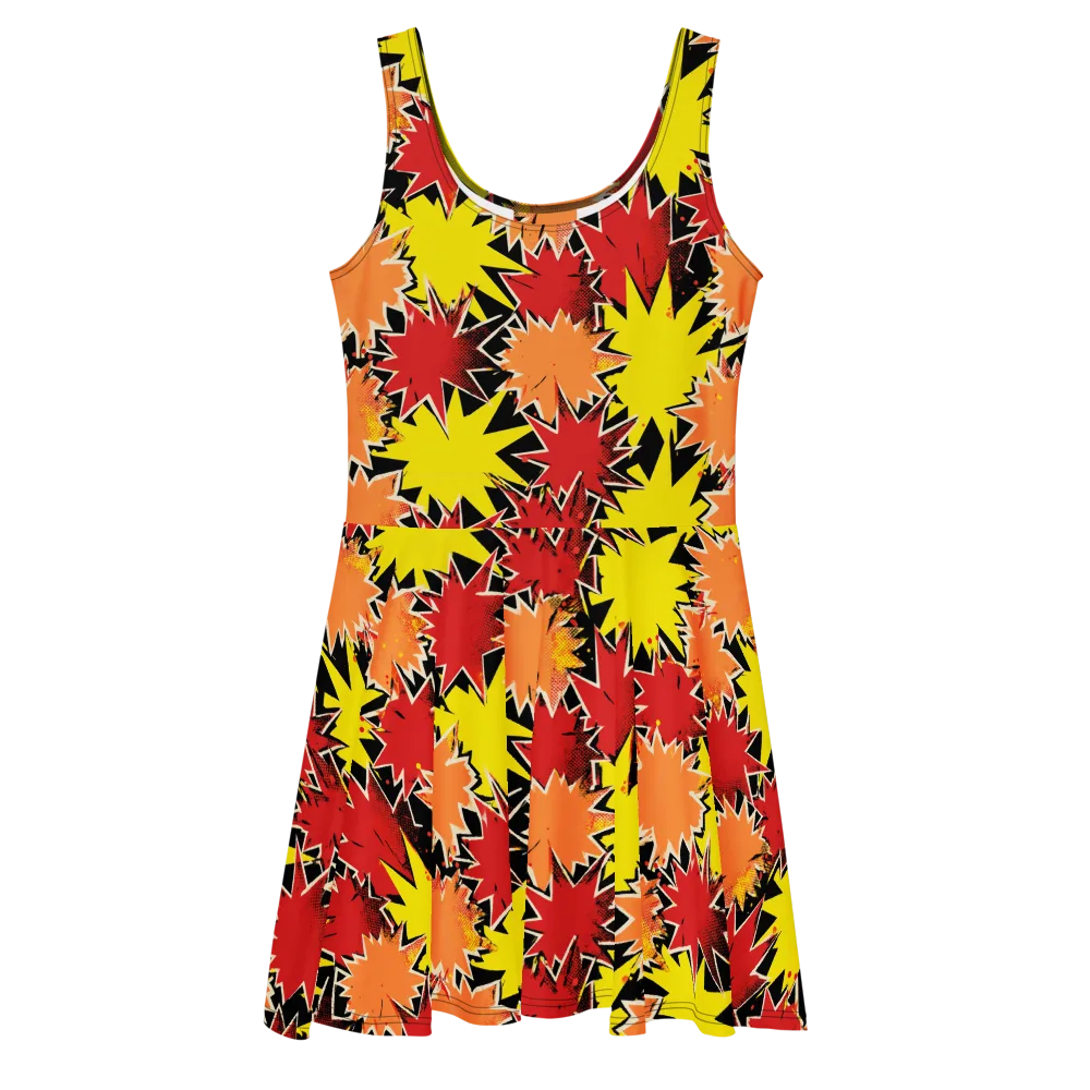 Pop Art Detonation on Skater Dress — Front