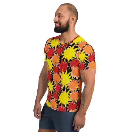Pop Art Detonation on a Men's Athletic T-Shirt