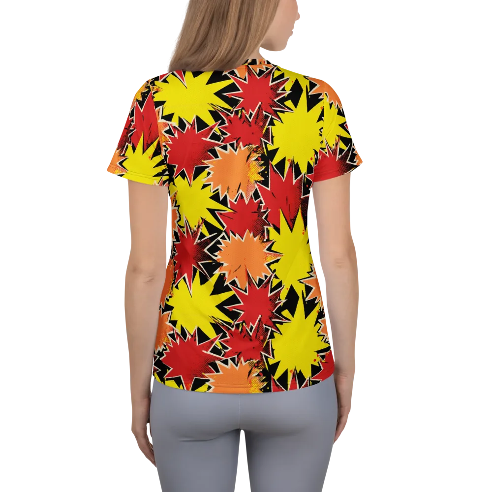 Pop Art Detonation on Women's Athletic T-Shirt — Back