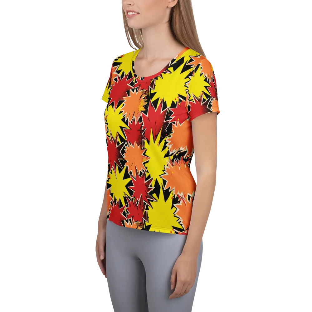 Pop Art Detonation on Women's Athletic T-Shirt — Left