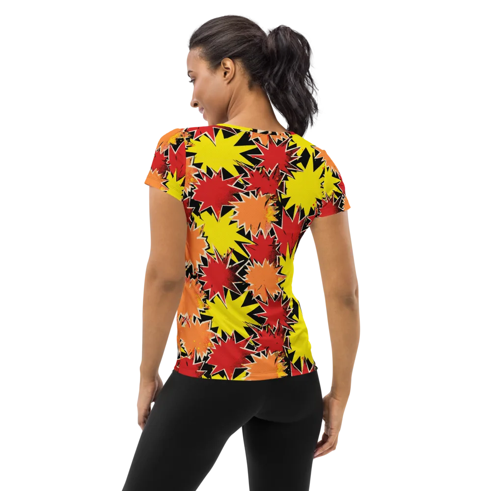 Pop Art Detonation on Women's Athletic T-Shirt — Back