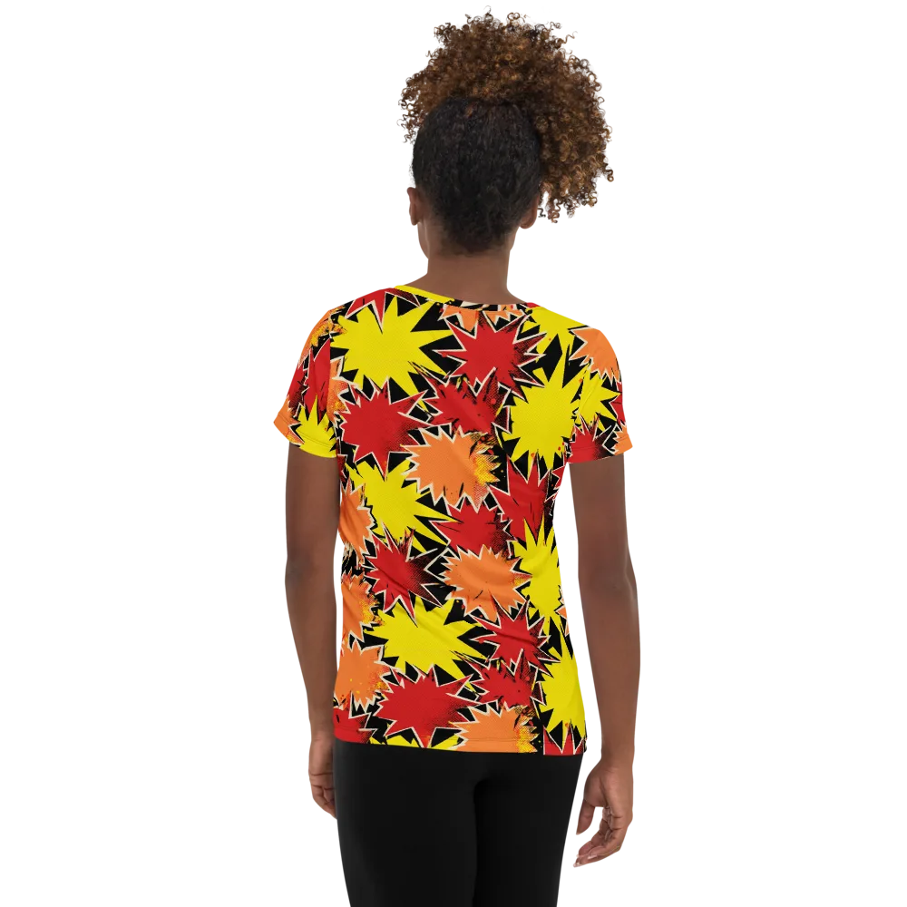 Pop Art Detonation on Women's Athletic T-Shirt — Back