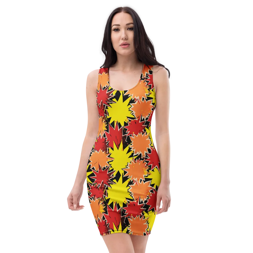 Pop Art Detonation on Bodycon Dress — Front