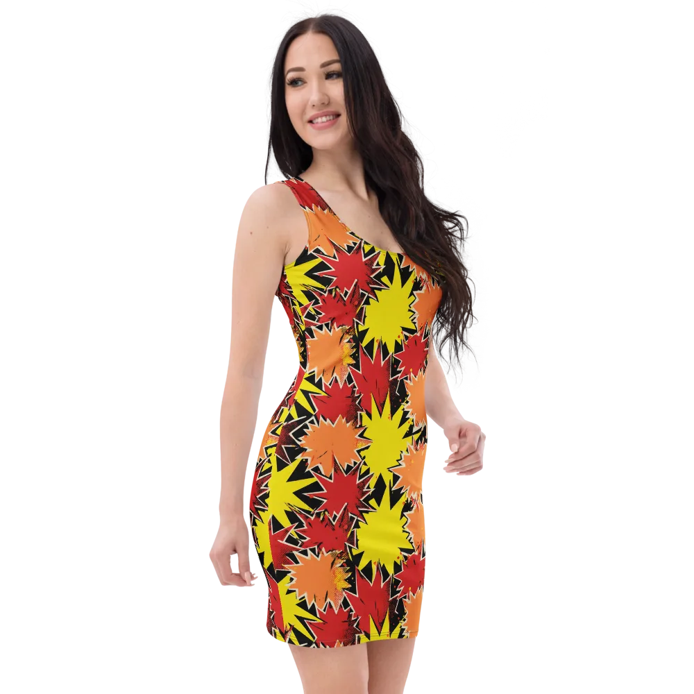 Pop Art Detonation on Bodycon Dress — Right Front