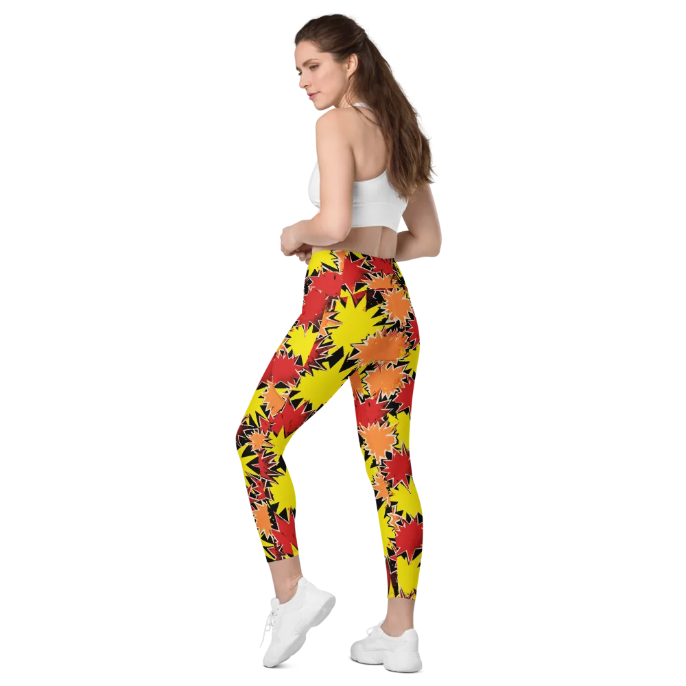 Pop Art Detonation on Leggings with Pockets — Left Back