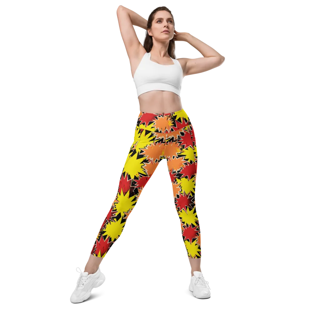 Pop Art Detonation on Leggings with Pockets — Front