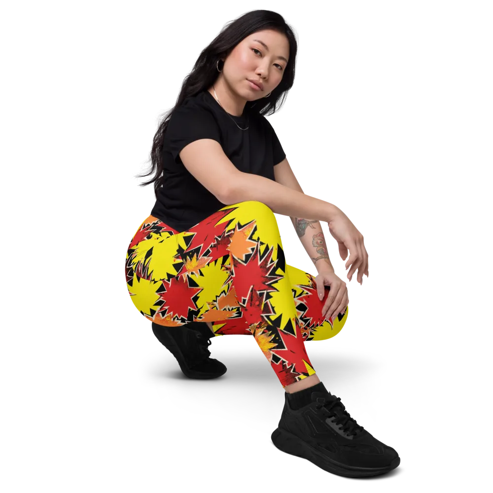 Pop Art Detonation on Leggings with Pockets — Right Front