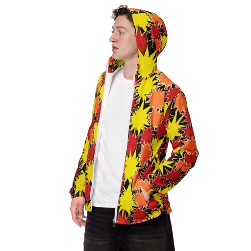 Pop Art Detonation on a Men's Windbreaker