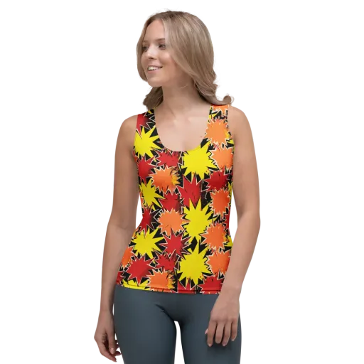 Pop Art Detonation on a Women's Tank Top