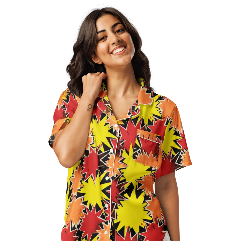 Pop Art Detonation on Women's Short Sleeve Pajama Top — Front