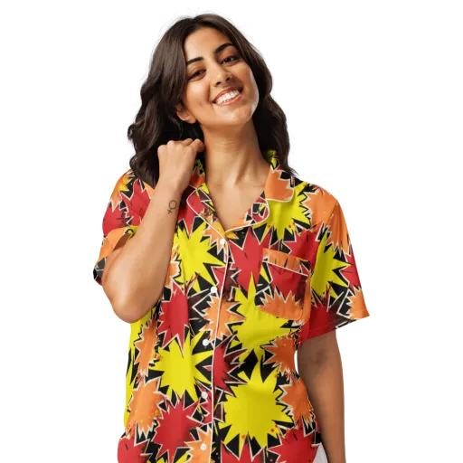 Pop Art Detonation on a Women's Short Sleeve Pajama Top