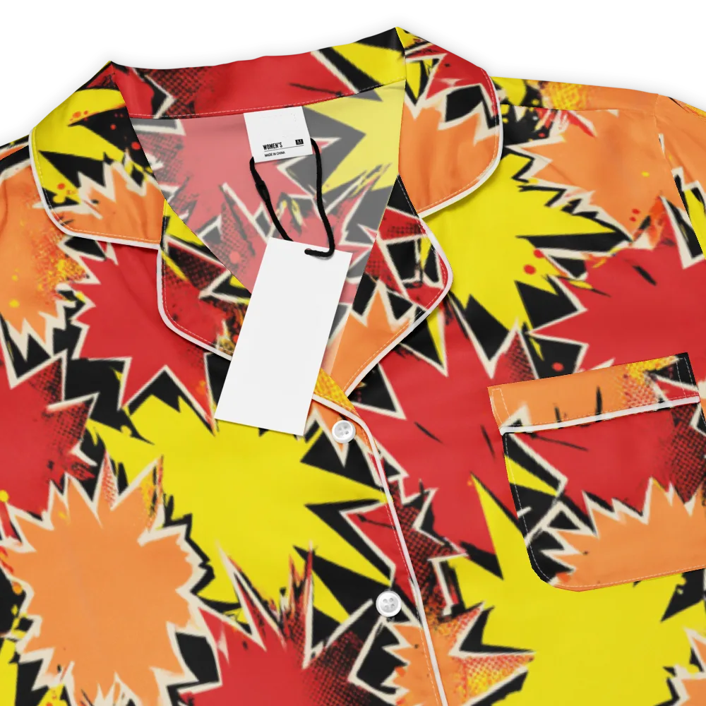 Pop Art Detonation on Women's Short Sleeve Pajama Top — Product details