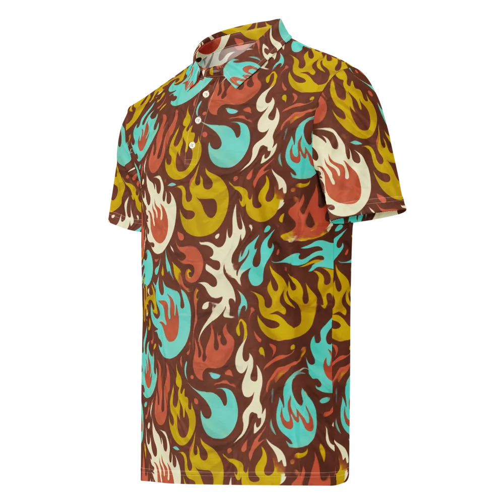 Turquoise Heat on Men's Slim Fit Polo Shirt — Left Front