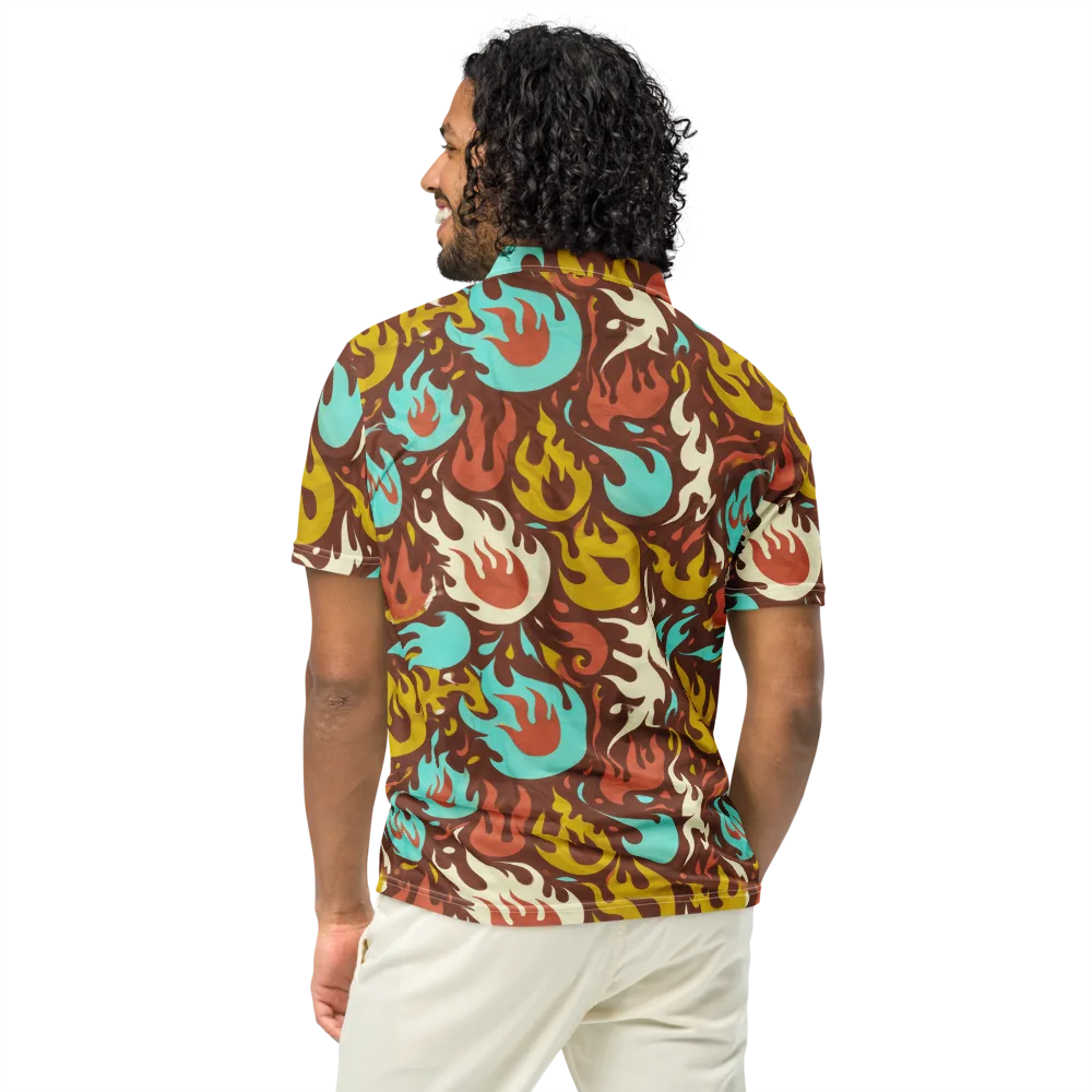 Turquoise Heat on Men's Slim Fit Polo Shirt — Back