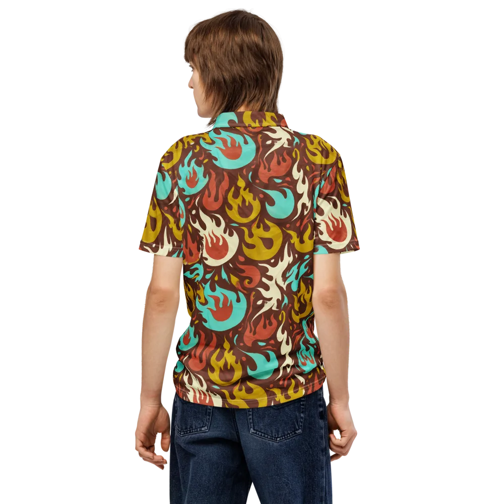 Turquoise Heat on Men's Slim Fit Polo Shirt — Back