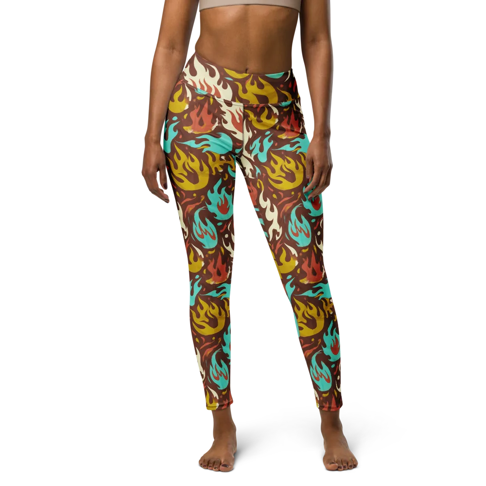 Turquoise Heat on Yoga Leggings — Front