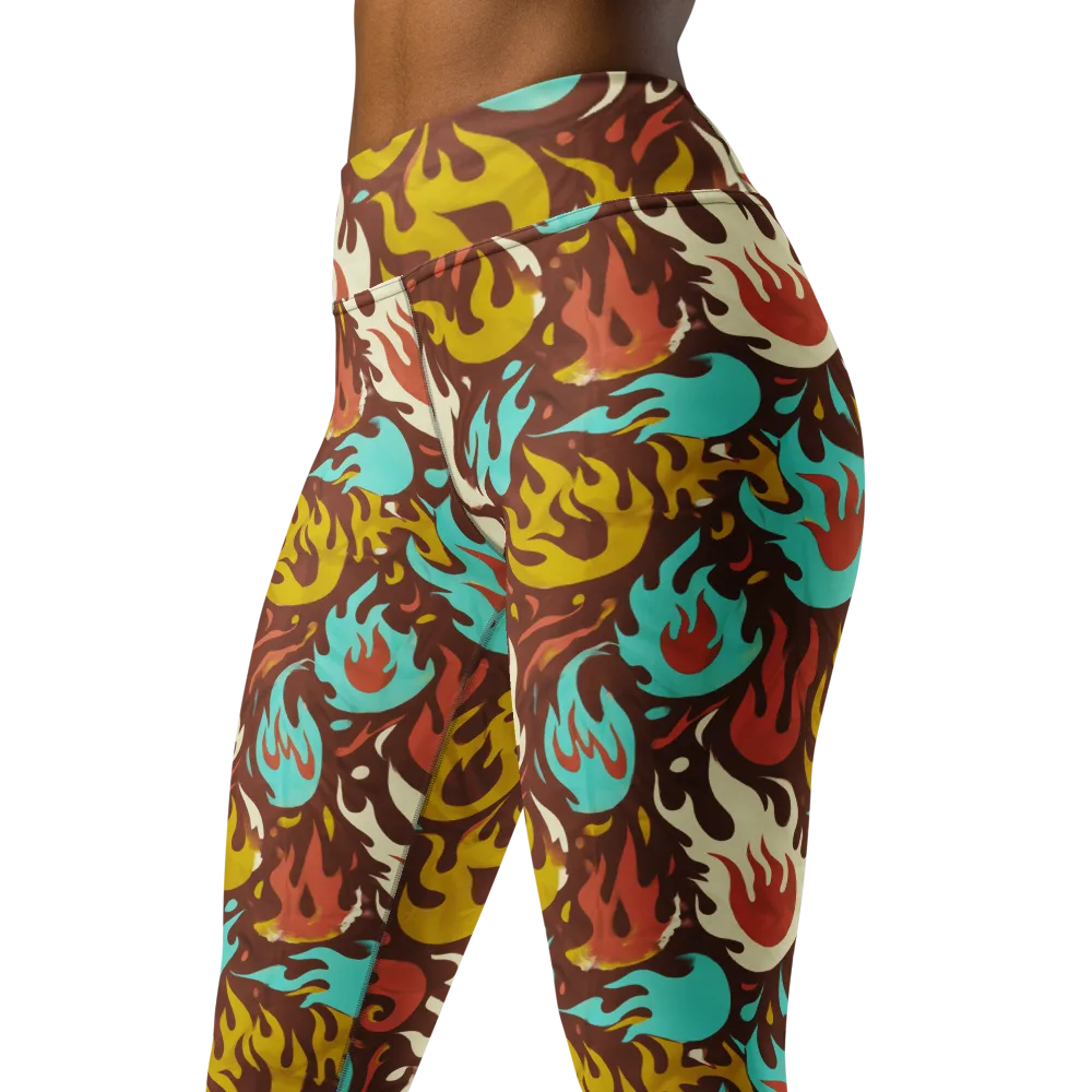 Turquoise Heat on Yoga Leggings — Left Front