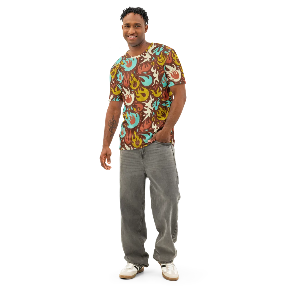 Turquoise Heat on Men's Cotton Crew Neck T-Shirt — Front