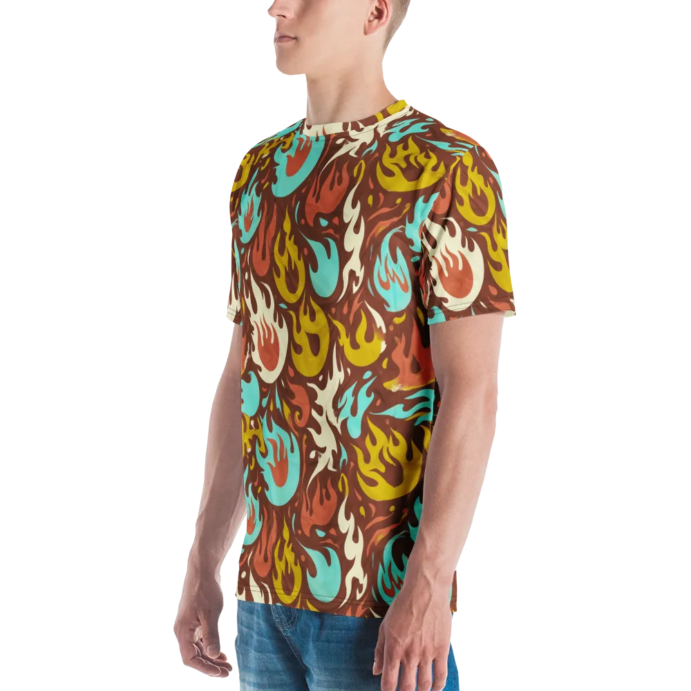 Turquoise Heat on Men's Crew Neck T-Shirt — Left