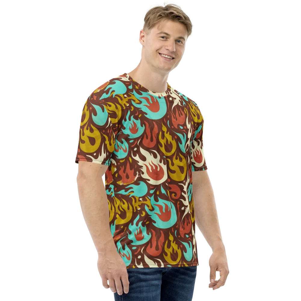 Turquoise Heat on Men's Crew Neck T-Shirt — Right