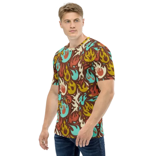 Turquoise Heat on a Men's Crew Neck T-Shirt