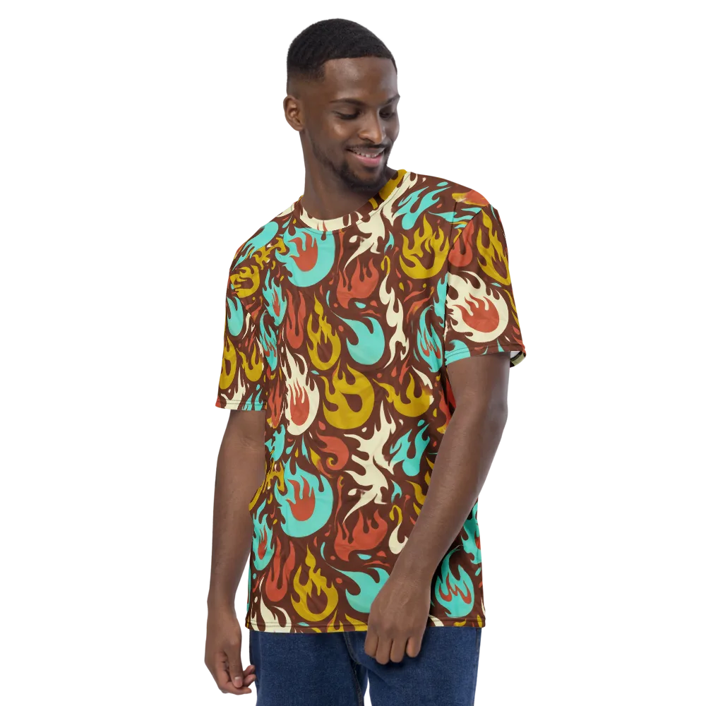 Turquoise Heat on Men's Crew Neck T-Shirt — Left