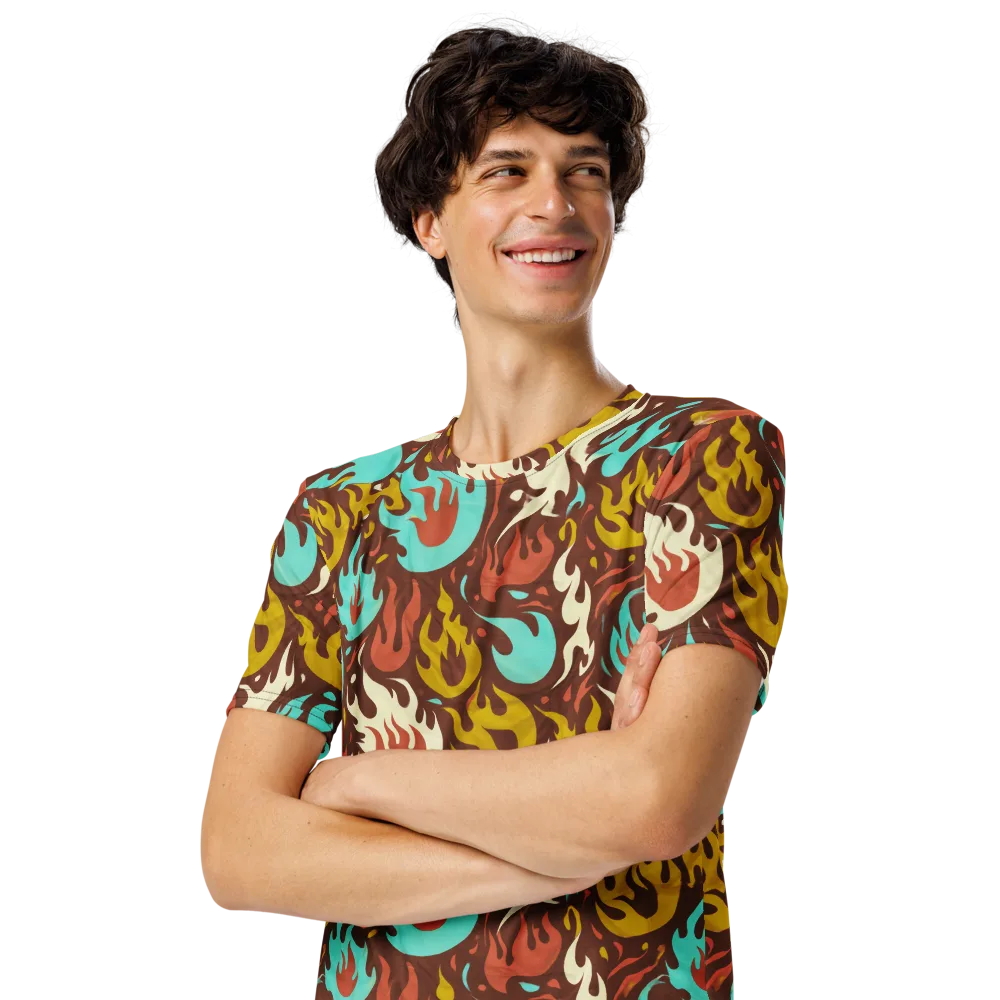 Turquoise Heat on Men's Crew Neck T-Shirt — Left Front