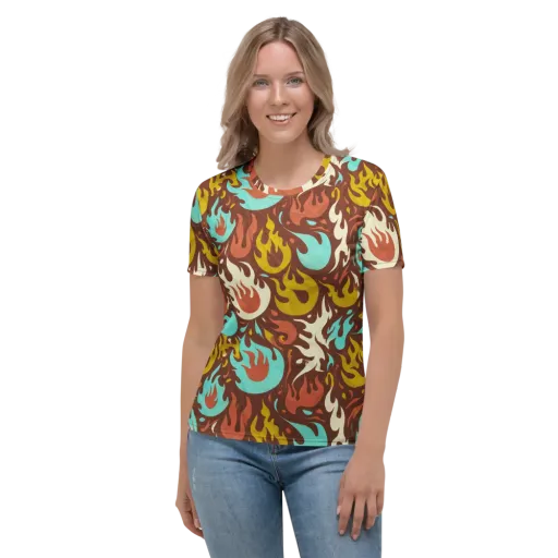 Turquoise Heat on a Women's Crew Neck T-Shirt