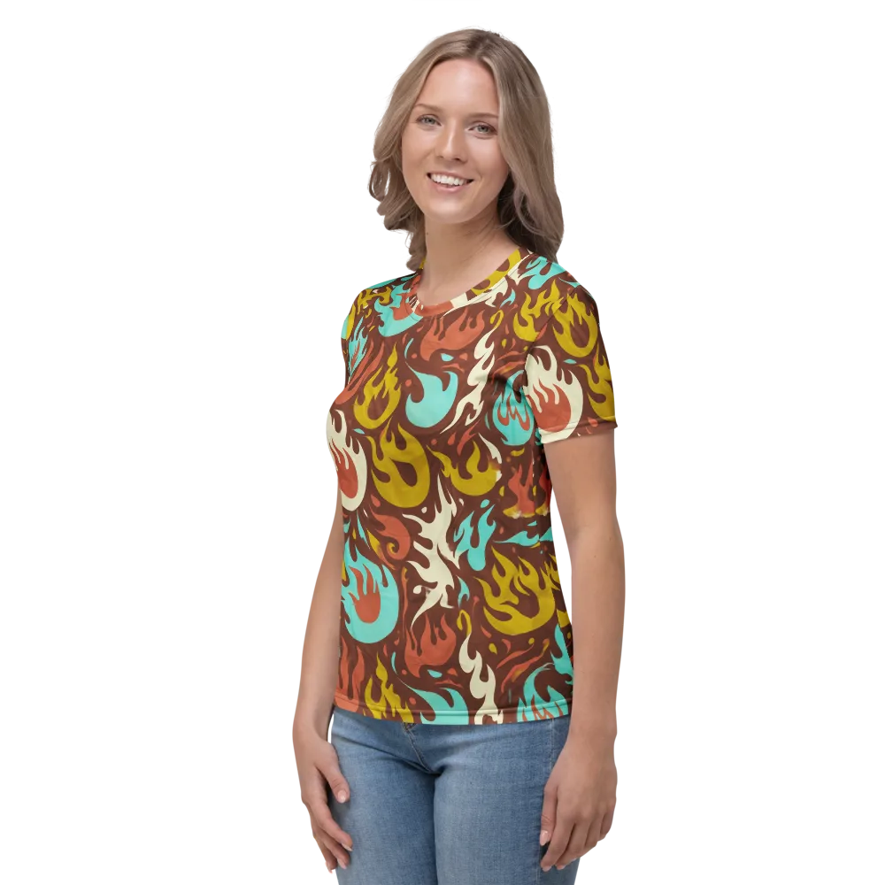 Turquoise Heat on Women's Crew Neck T-Shirt — Left