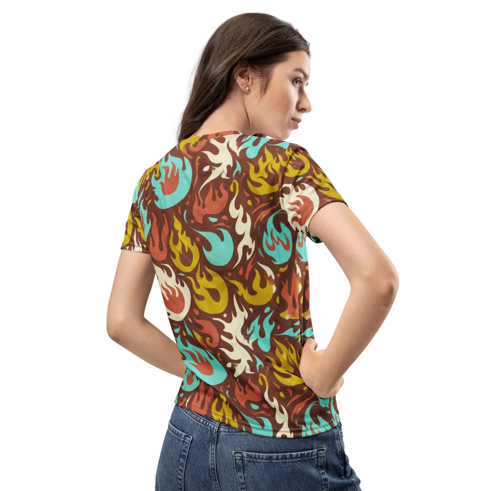 Turquoise Heat on Women's Crew Neck T-Shirt — Back