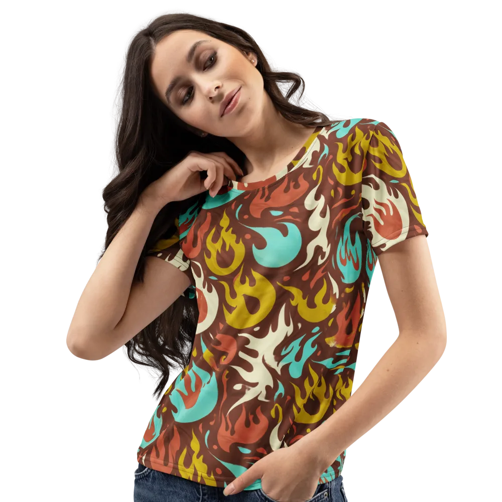 Turquoise Heat on Women's Crew Neck T-Shirt — Left Front
