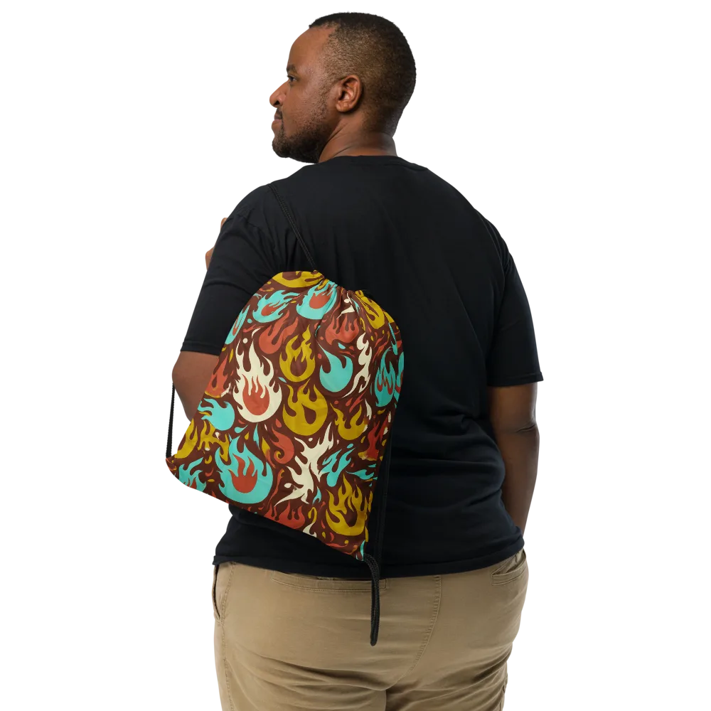 Turquoise Heat on Drawstring Bag — Front