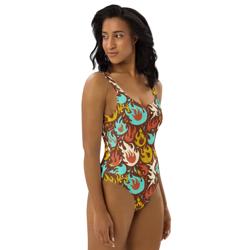 Turquoise Heat on One-Piece Swimsuit — Right