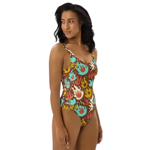 Turquoise Heat on a One-Piece Swimsuit