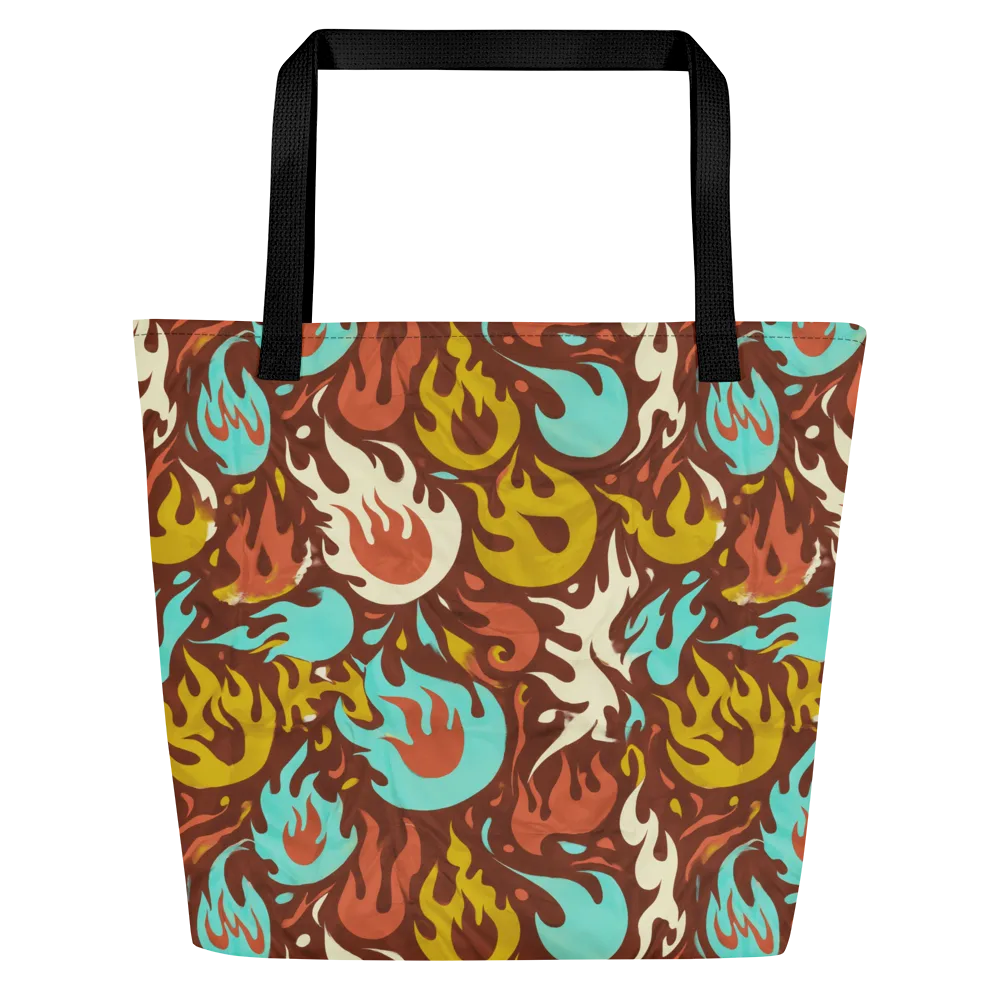 Turquoise Heat on Large Tote Bag W/ Pocket — Front