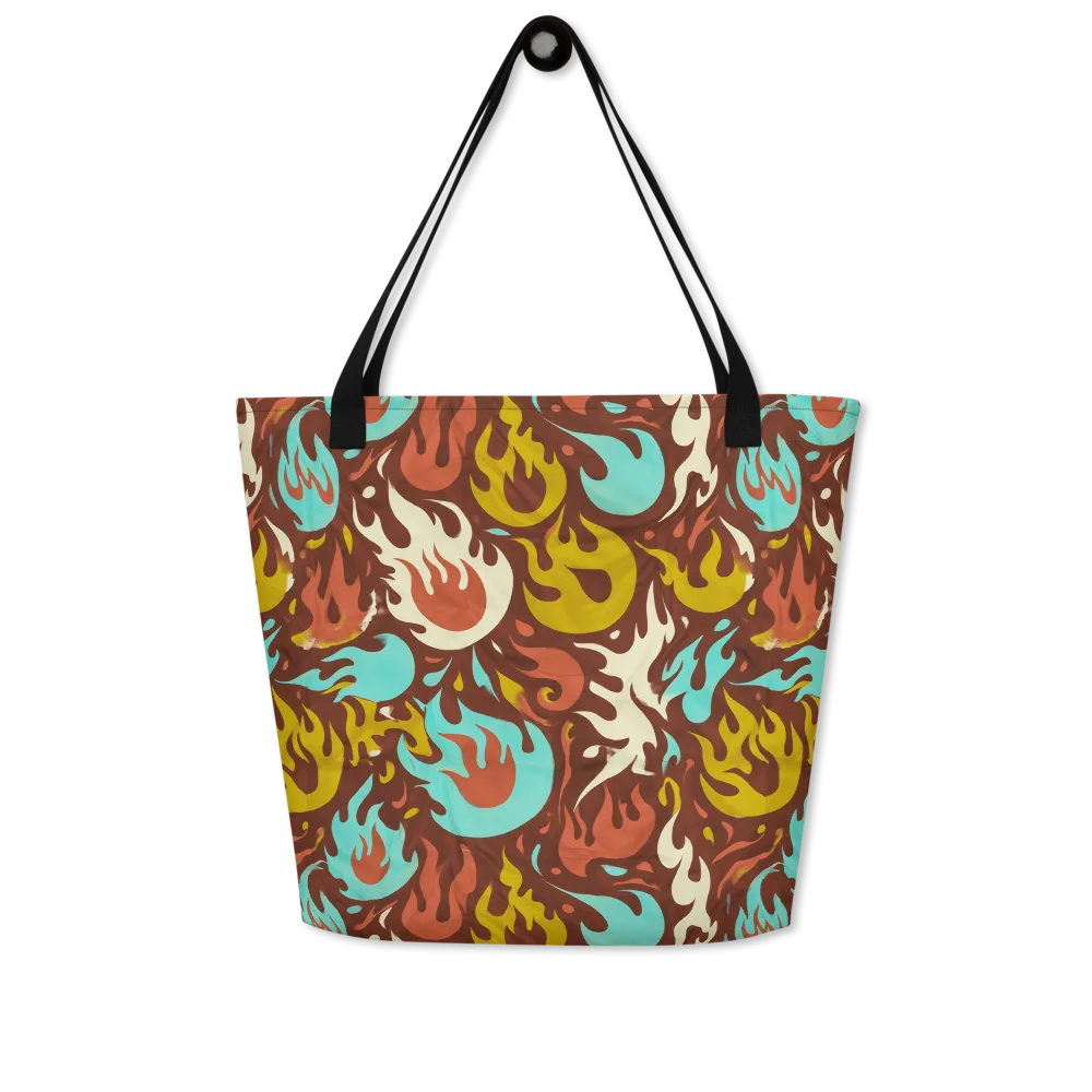 Turquoise Heat on Large Tote Bag W/ Pocket — Front