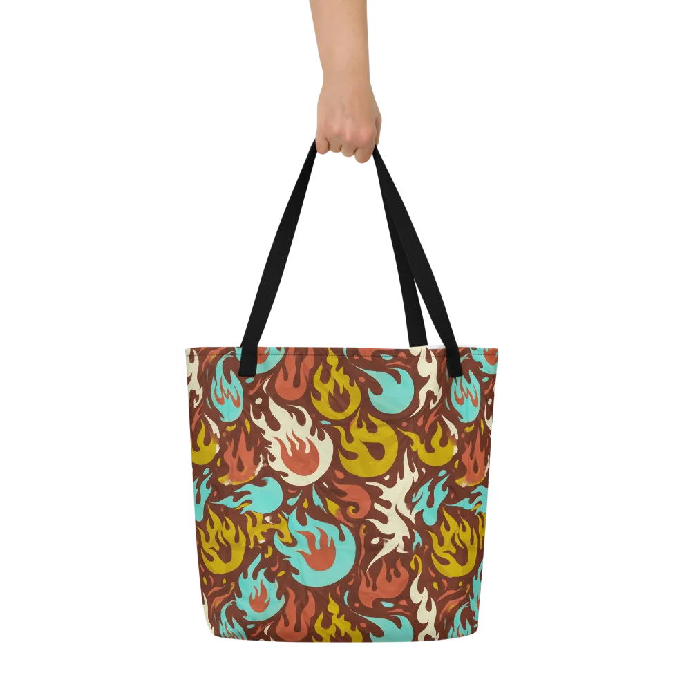 Turquoise Heat on Large Tote Bag W/ Pocket — Front