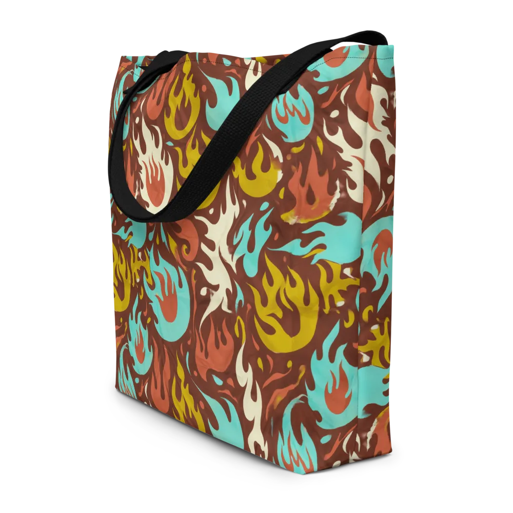 Turquoise Heat on Large Tote Bag W/ Pocket — Front