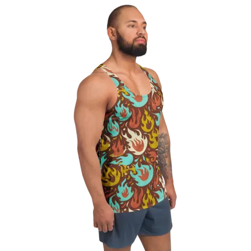 Turquoise Heat on a Men's Tank Top