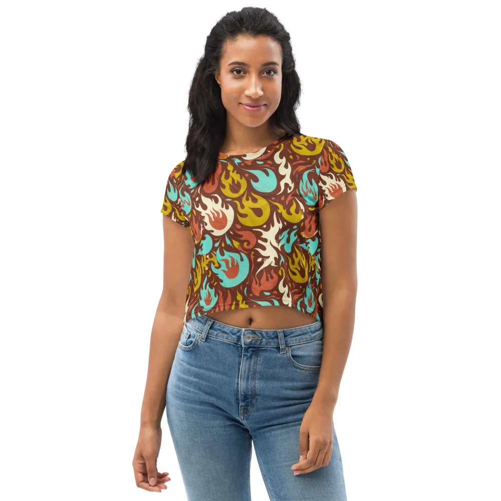 Turquoise Heat on Crop Tee — Front