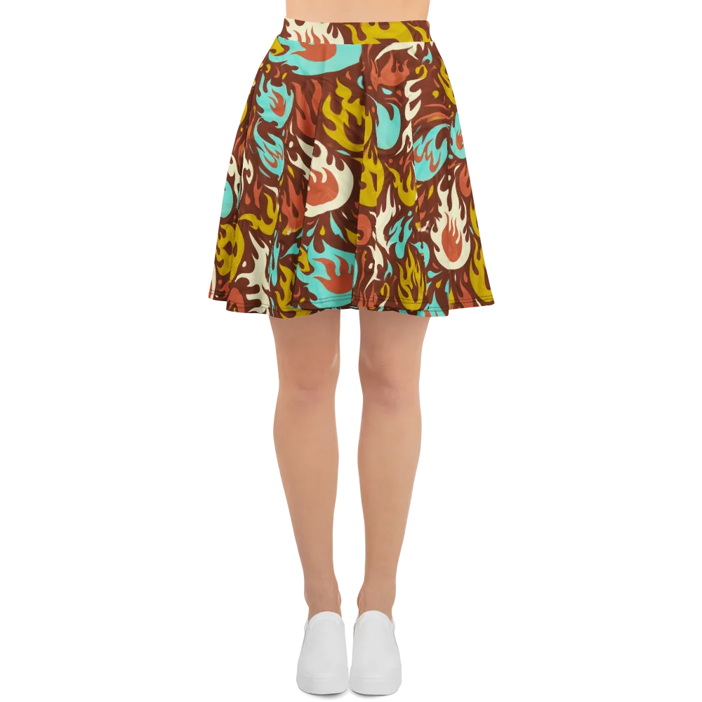 Turquoise Heat on Skater Skirt — Front