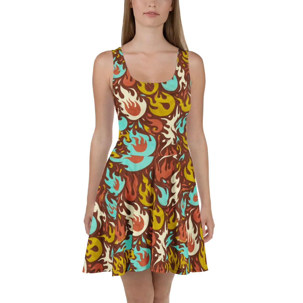 Turquoise Heat on Skater Dress — Front