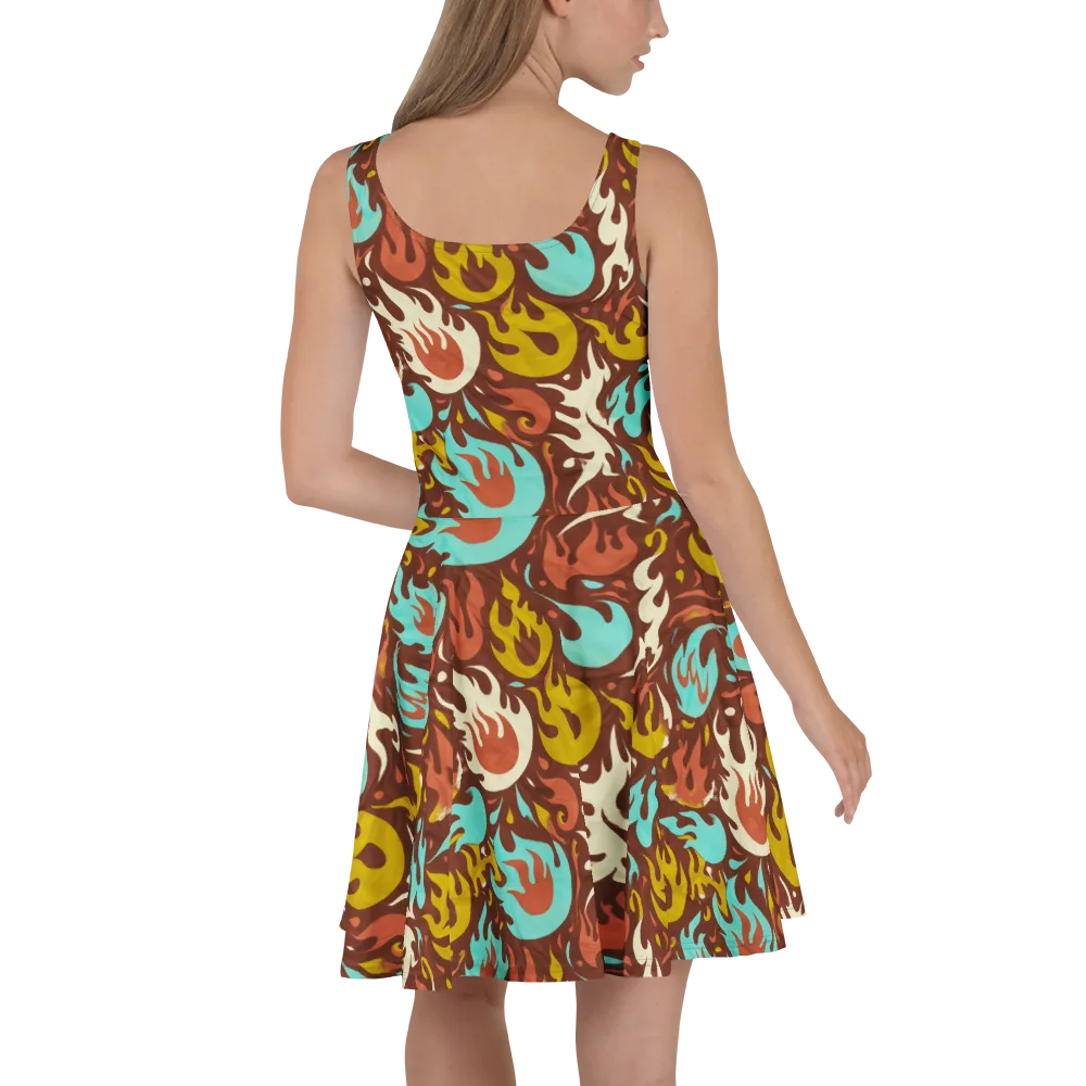Turquoise Heat on Skater Dress — Back