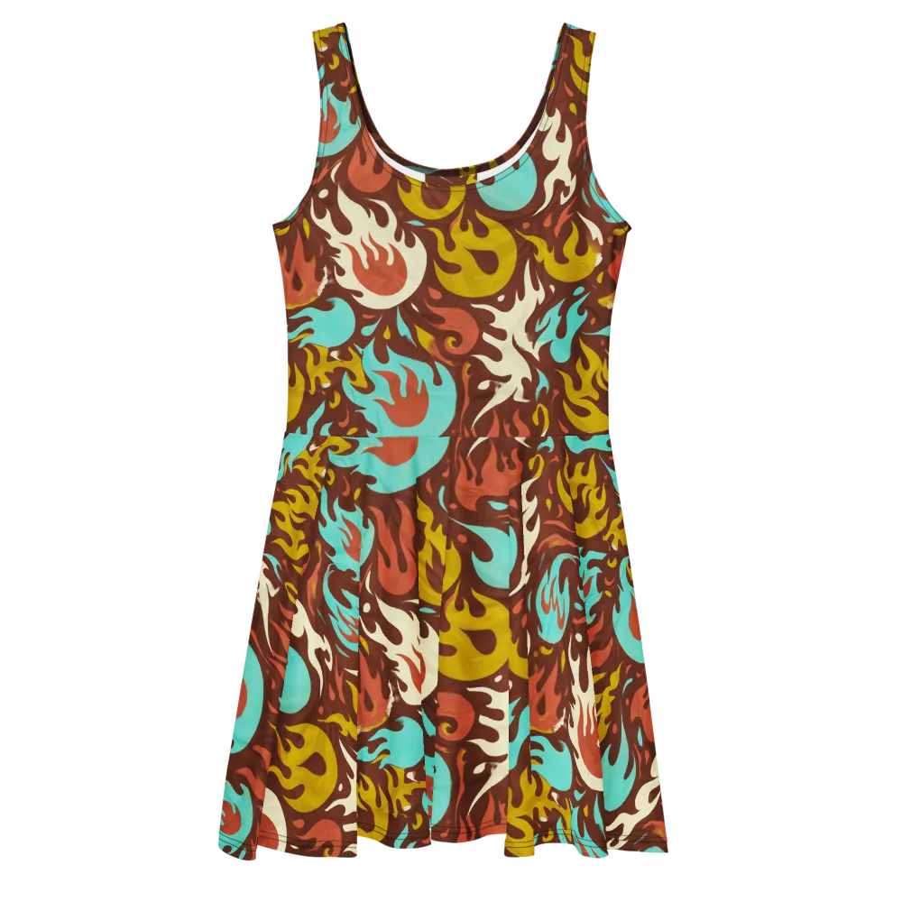 Turquoise Heat on Skater Dress — Front
