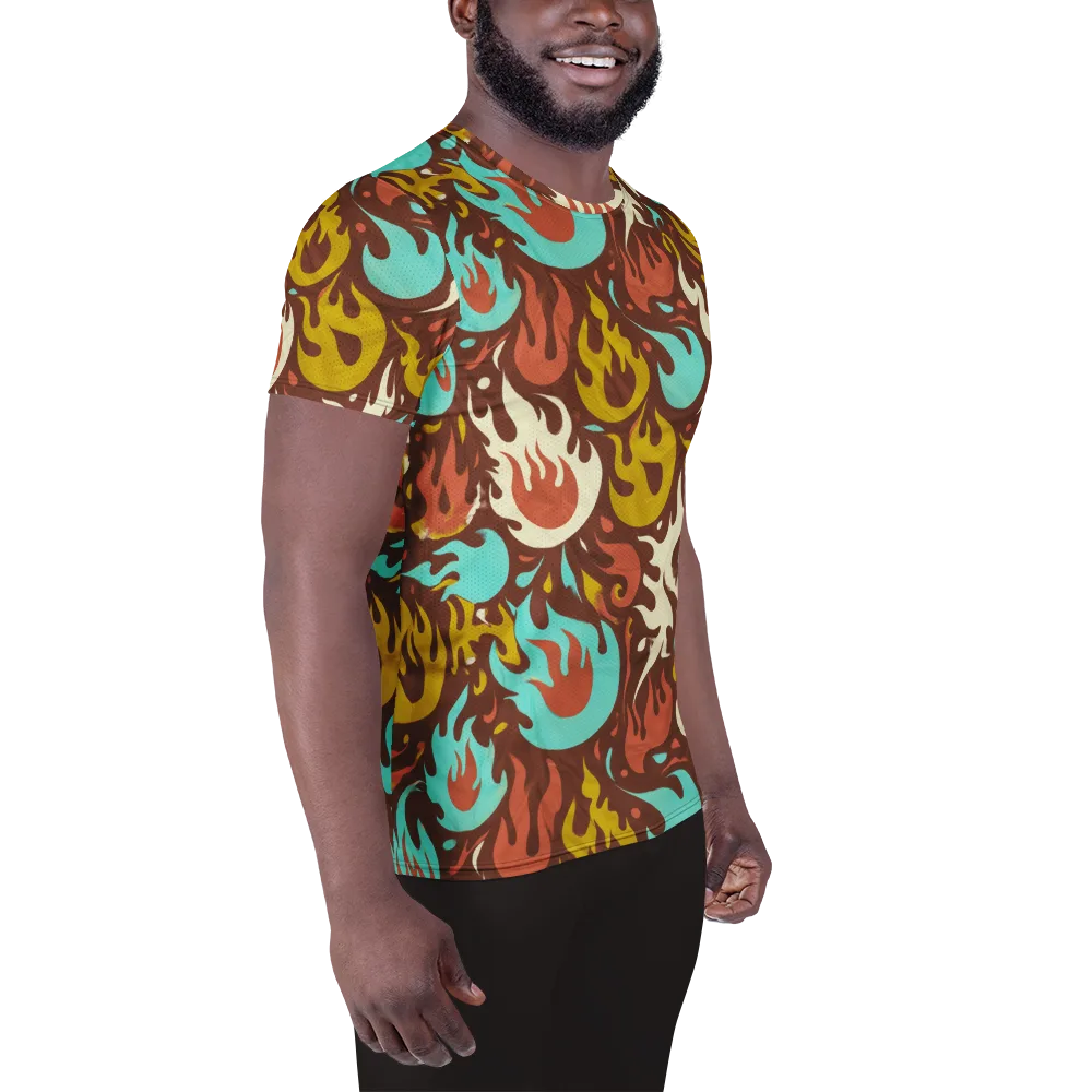 Turquoise Heat on Men's Athletic T-Shirt — Right